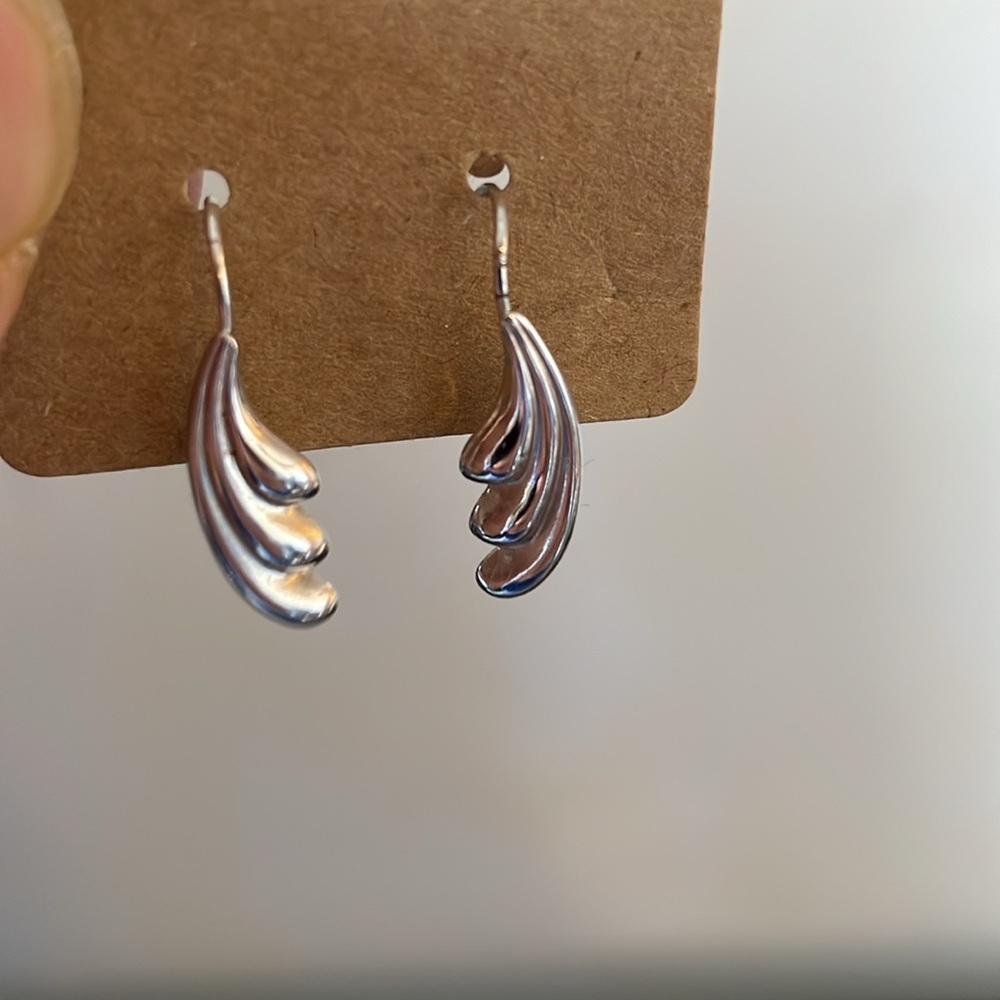Silver Tone Wing Earrings